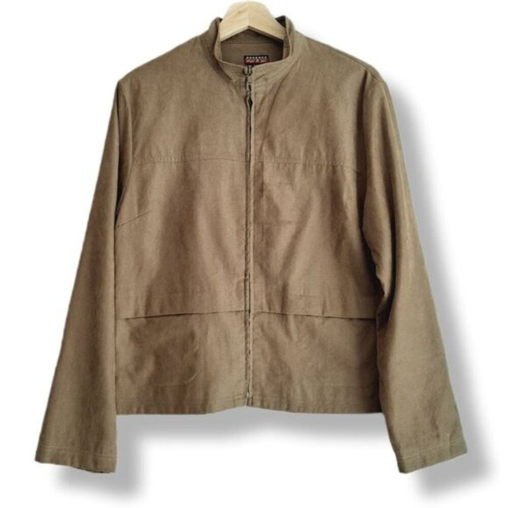 MAC & JAC Full-zip Modern Lightweight Jacket Tan Sz L Flawed